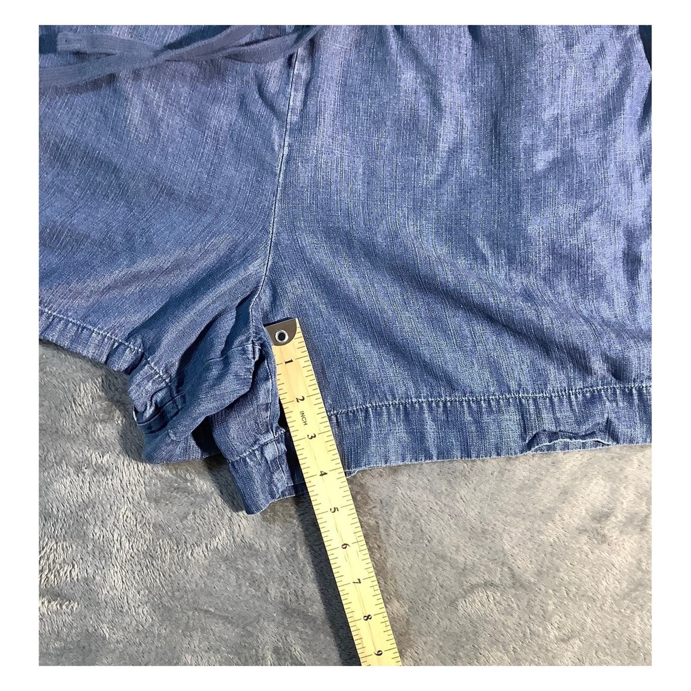 Hilary Radley Women's‎ Large Blue Tencel Lyocell Shorts 4" Inseam Elastic Waist - Picture 3 of 5
